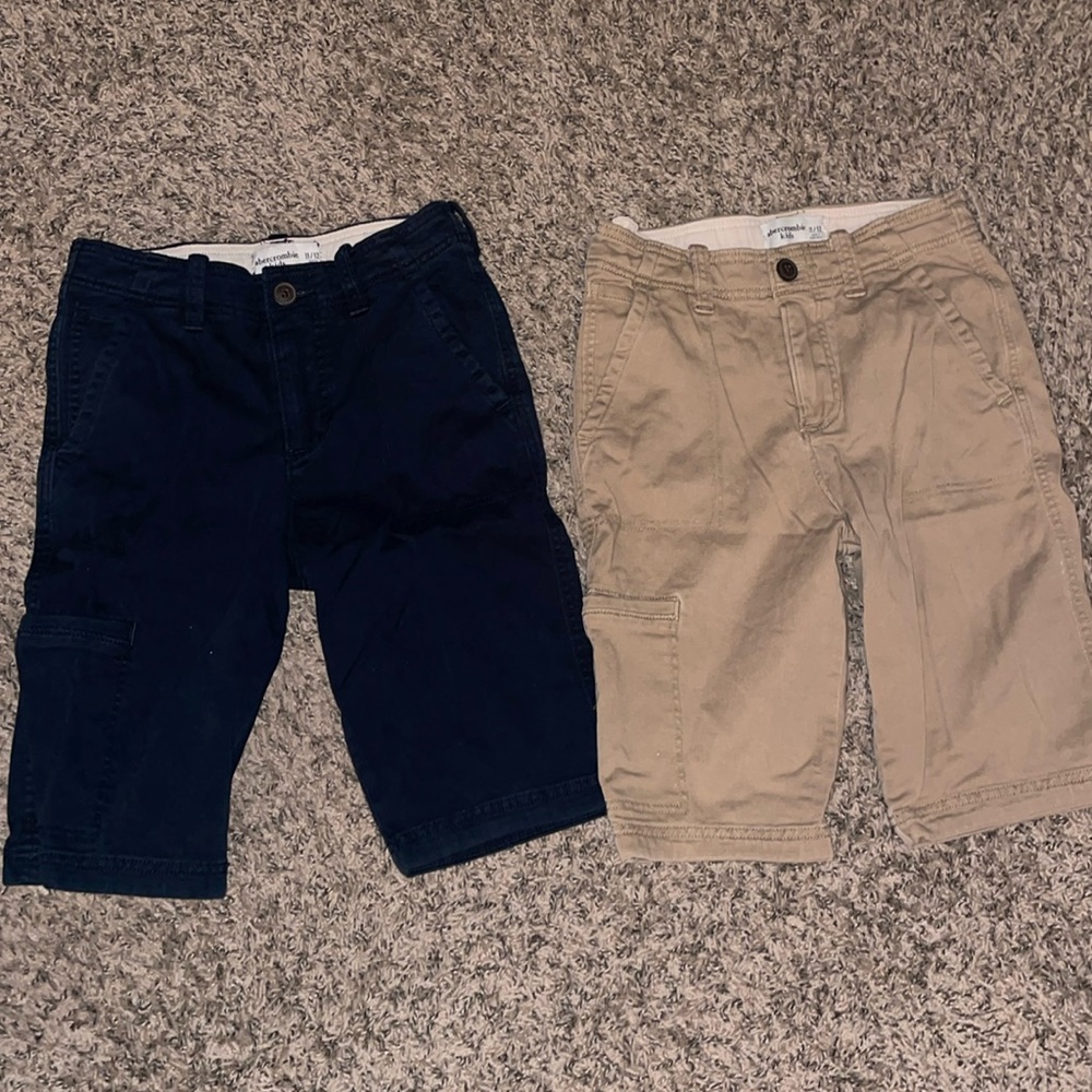 Abercrombie Kids -2 pair cargo shorts size youth boys 11-12, Navy and khaki